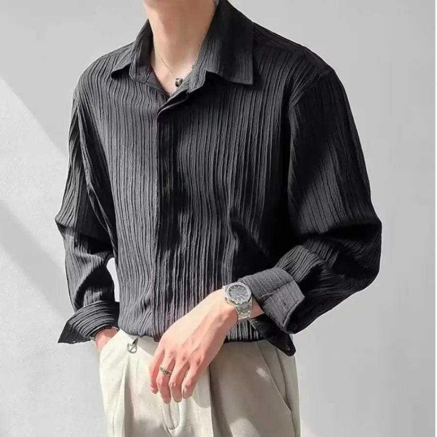 Ribbed Polo Shirt - Black / M