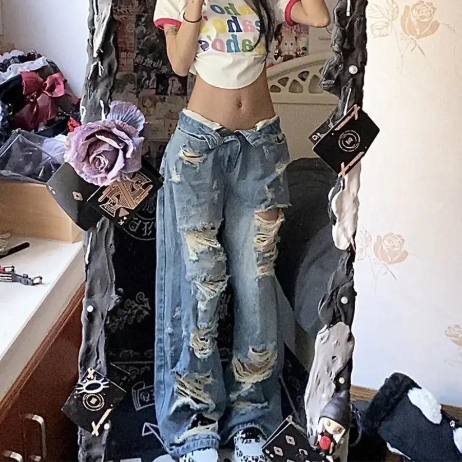 Ripped Jeans Baggy - S