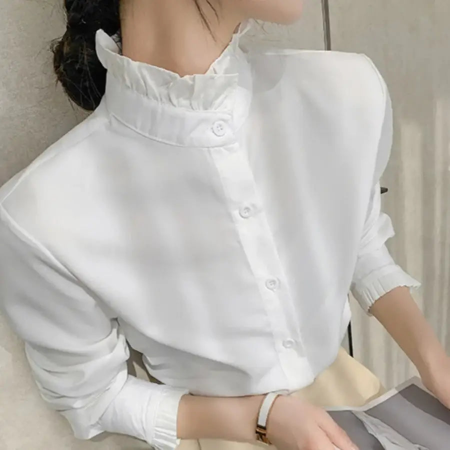 Ruffle Collar Shirt - S