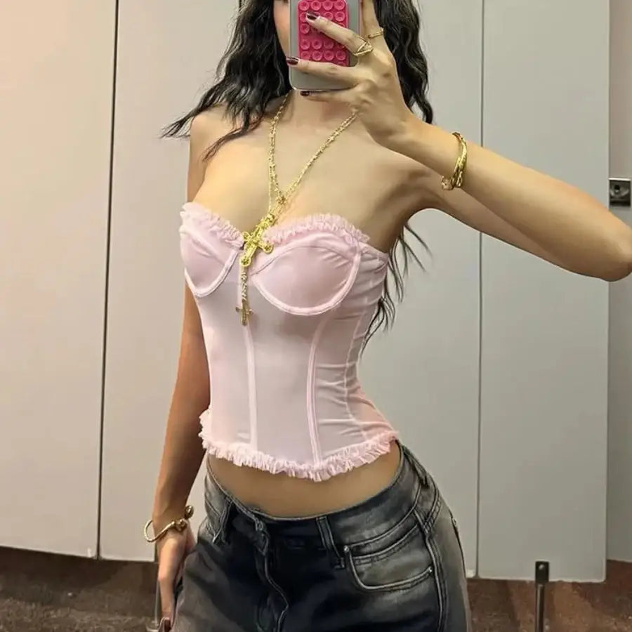 Ruffle Corset - Pink / S