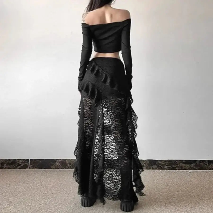 Ruffle Slit Skirt