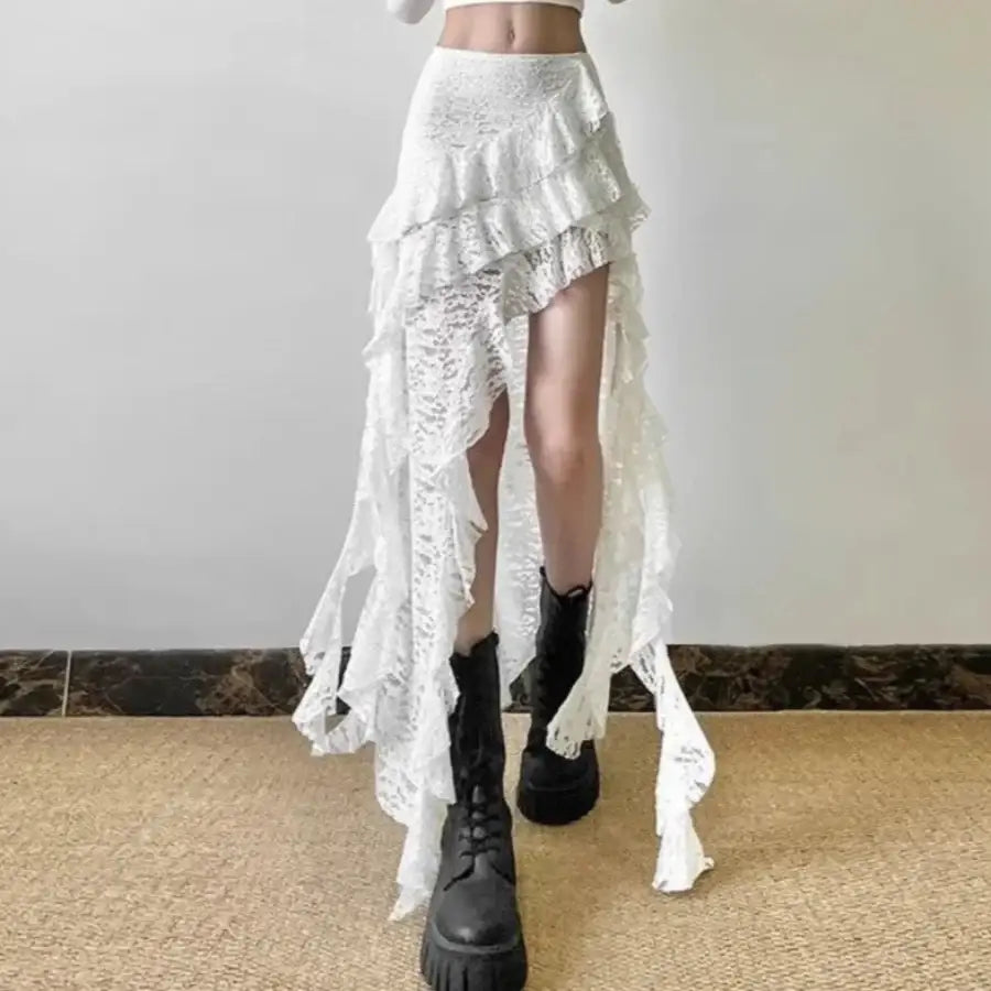 Ruffle Slit Skirt