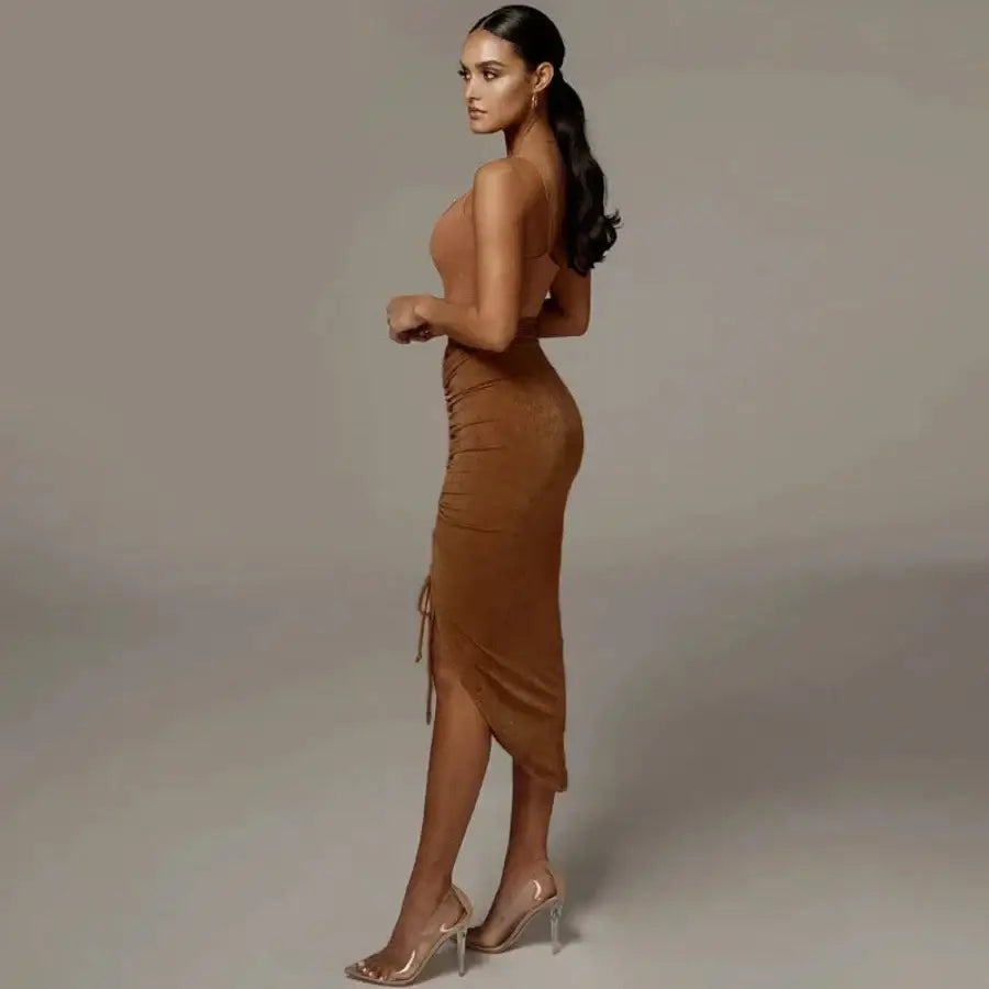 Shirred Pencil Skirt