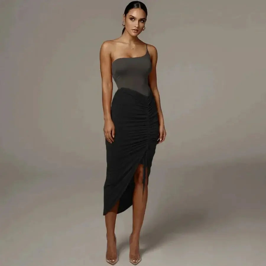 Shirred Pencil Skirt
