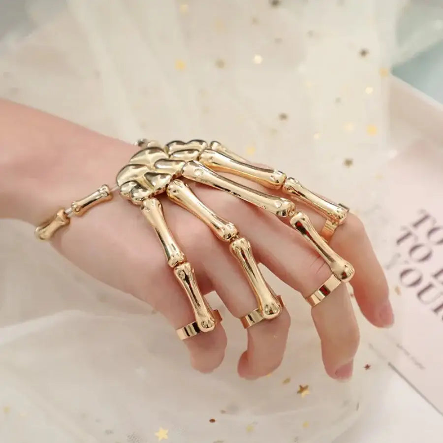 Skeleton Hand Bracelet Gold
