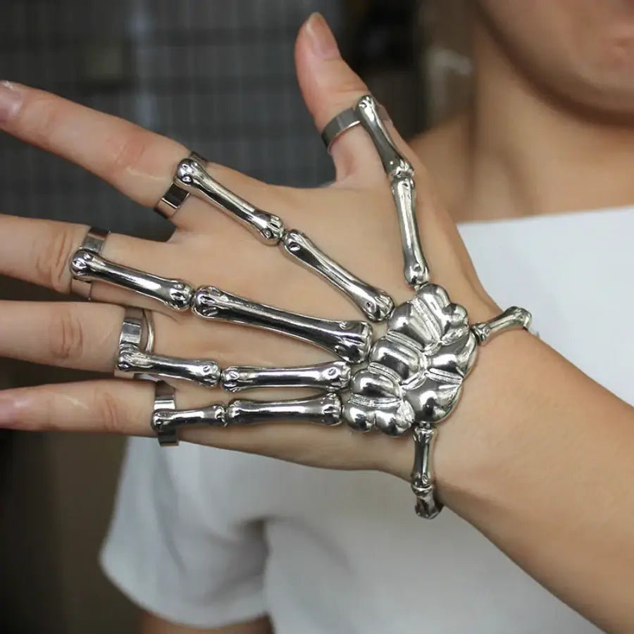 Skeleton Hand Bracelet Silver