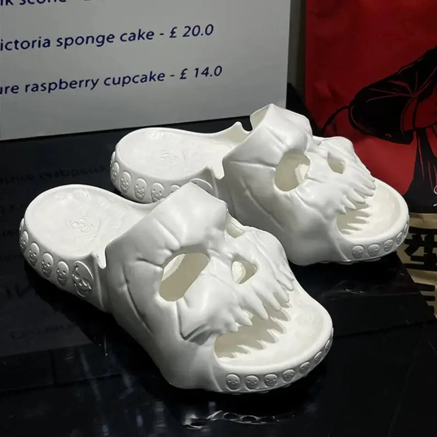 Skull Flip Flops - White / 4