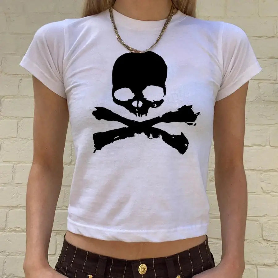 Skull Print Top - White / XS