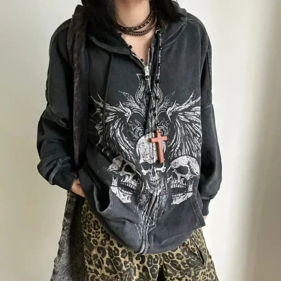 Skull Zip Up Hoodie