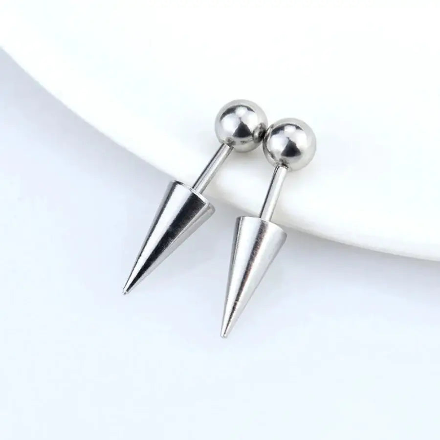 Spike Stud Earrings - 2 pcs Silver
