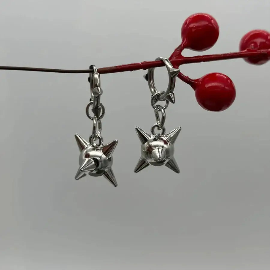 Spiky Ball Earrings - Silver