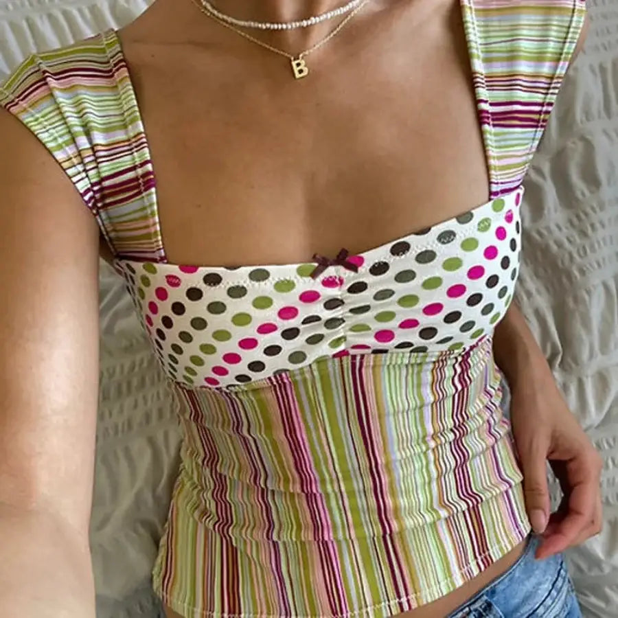 Square Neck Tank Top - Line / S