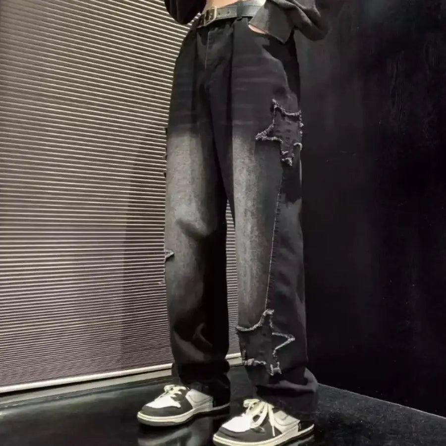 Stars Pattern Pants - Black / S