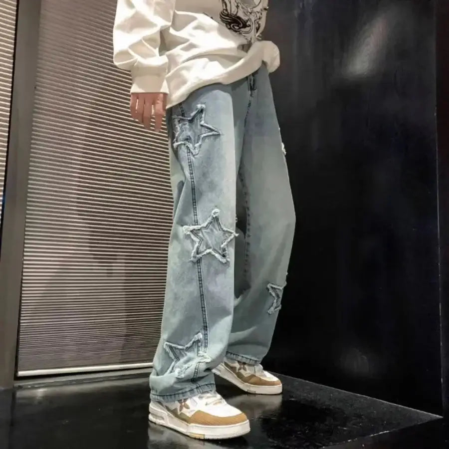 Stars Pattern Pants - Blue / S