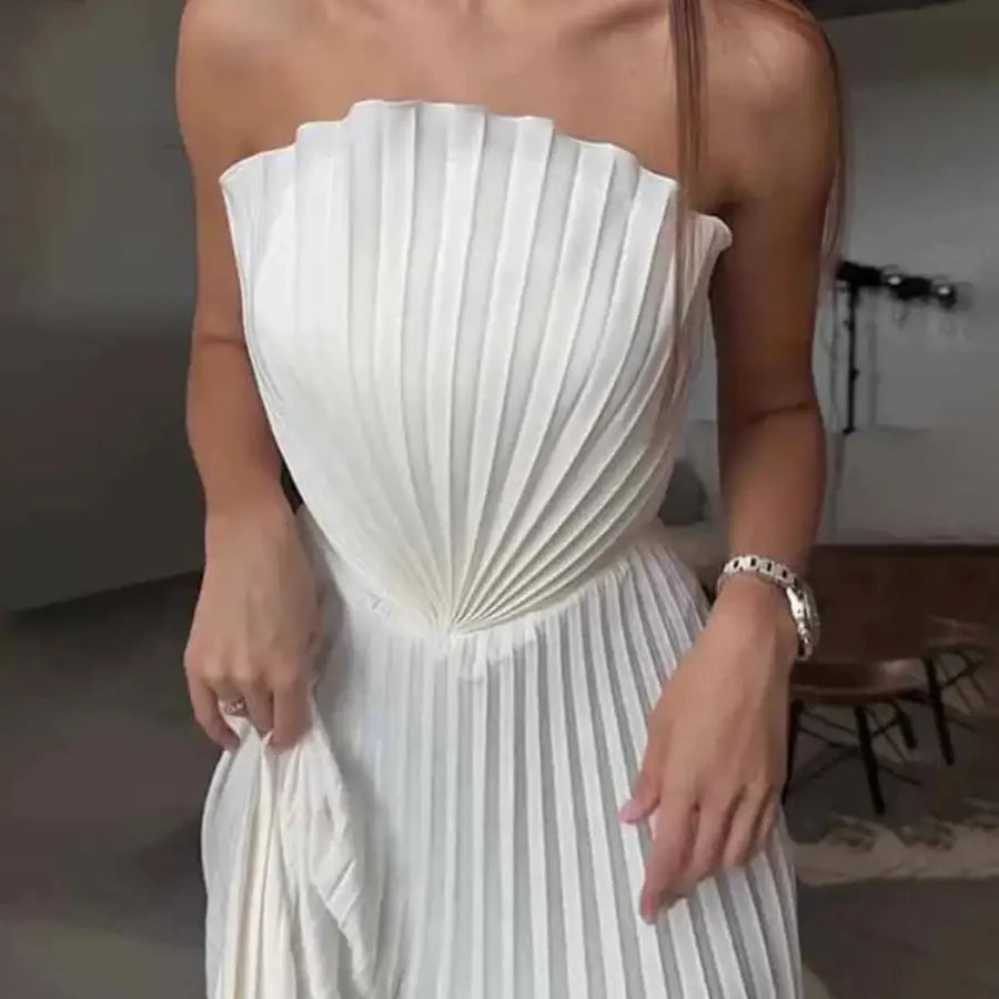 Strapless Pleated Dress