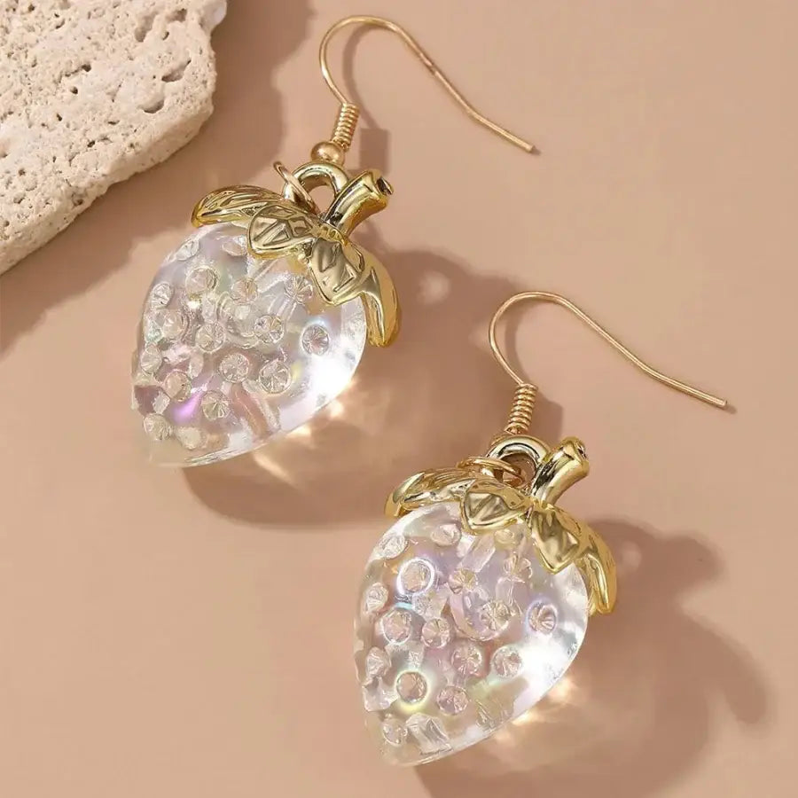 Strawberry Earrings - White