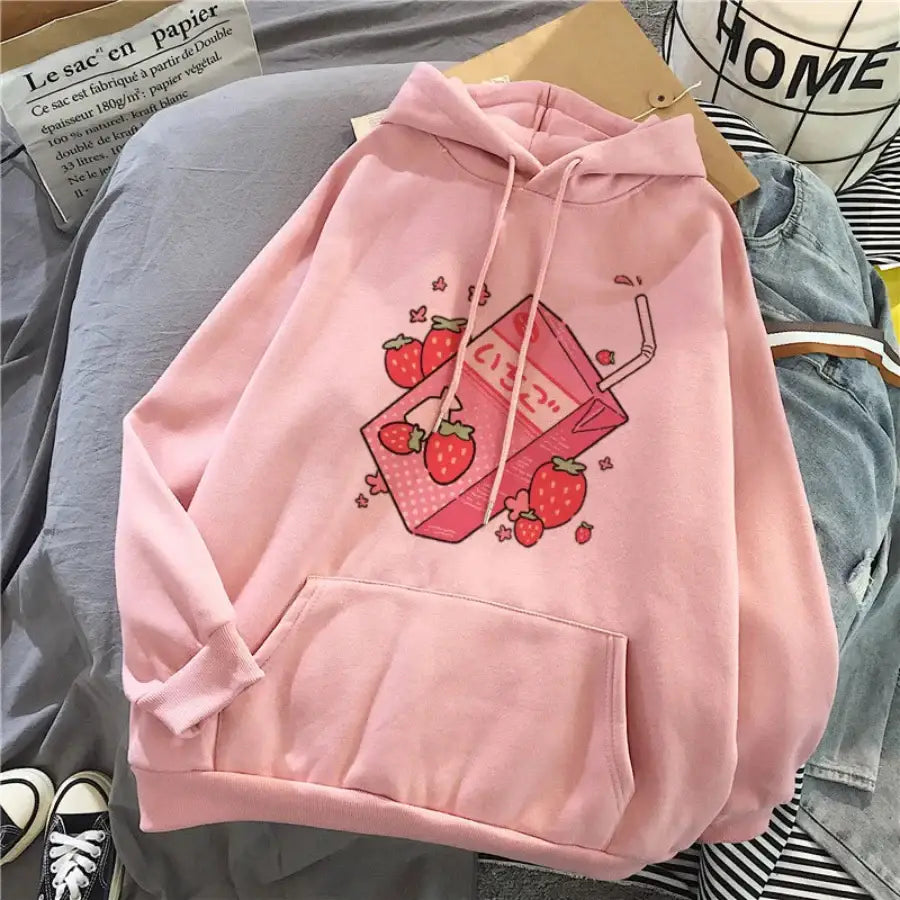 Strawberry Milk Hoodie - Pink / XS