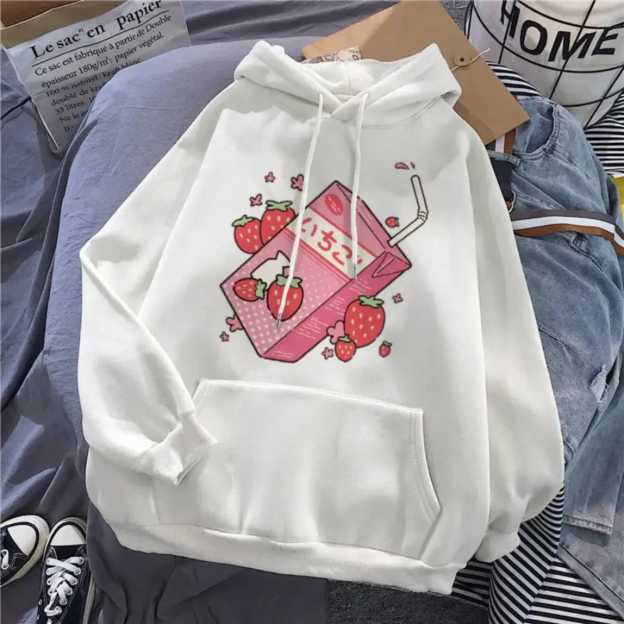 Strawberry Milk Hoodie - White / XS