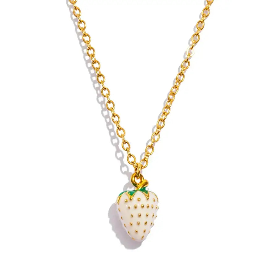 Strawberry Necklace White