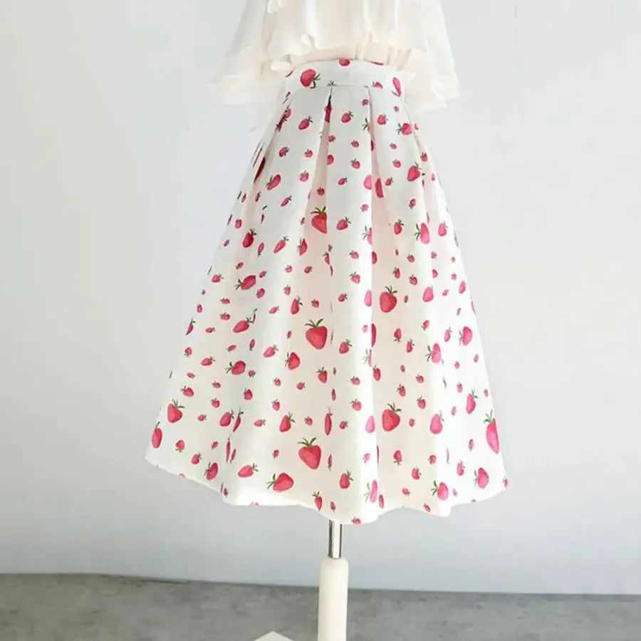 Strawberry Print Skirt S