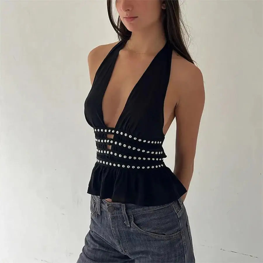 Studded Halter Top - S