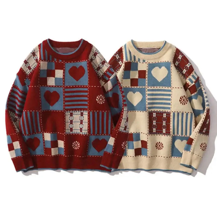 Vintage Heart Pattern Sweater
