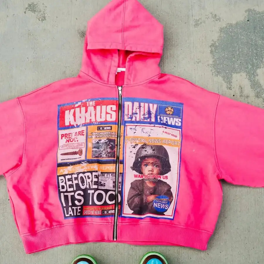 War for Khaus Hoodie - Pink / S