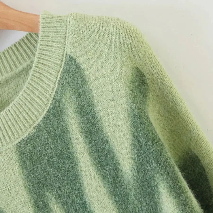 Wave Print Knit Sweater