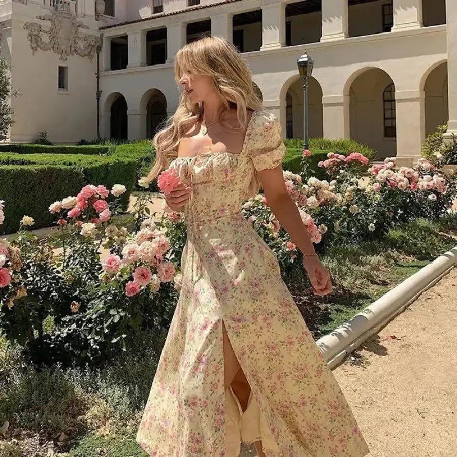 Yellow Puff Sleeve Dress
