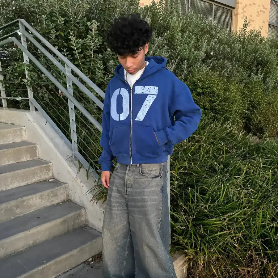 07 Hoodie - Blue / S