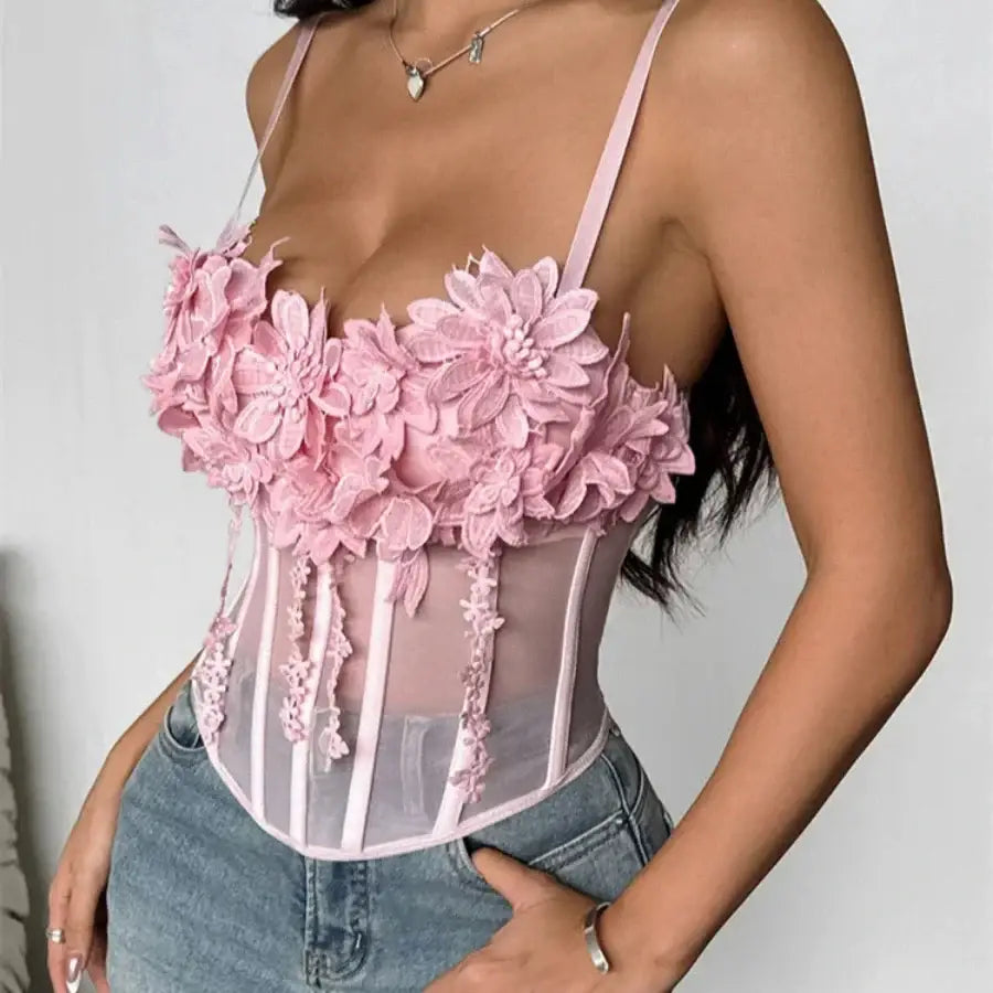 3d Flower Corset Top