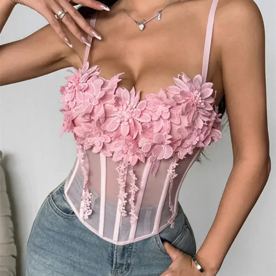 3d Flower Corset Top - S