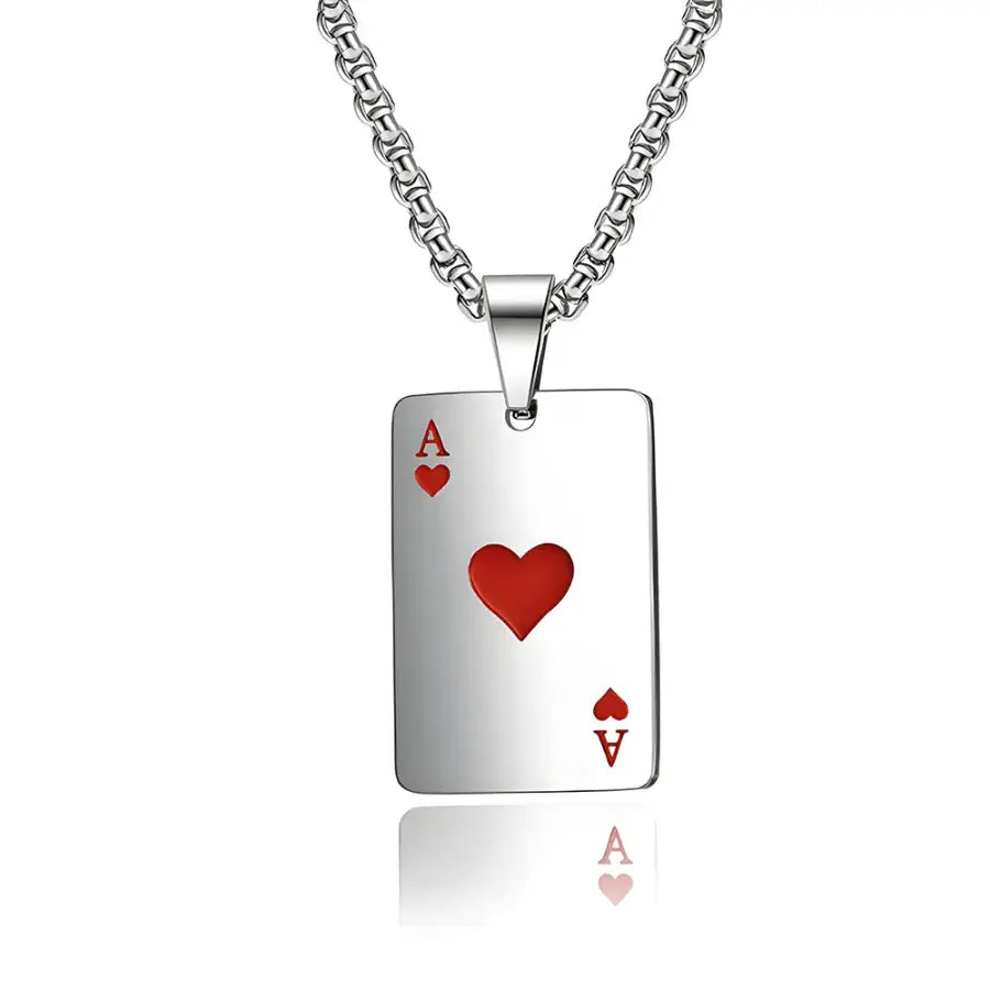 Ace Card Necklace - Red