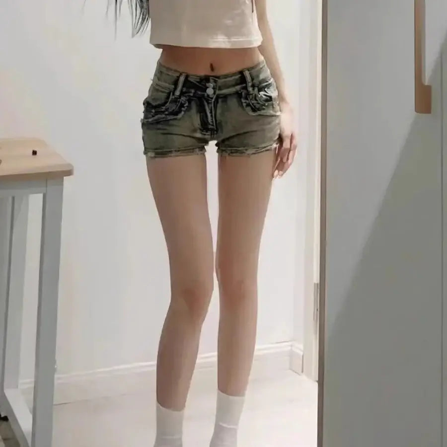 Acid Wash Denim Shorts