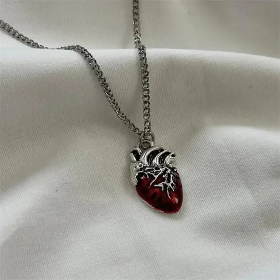 Anatomical Heart Necklace - Red