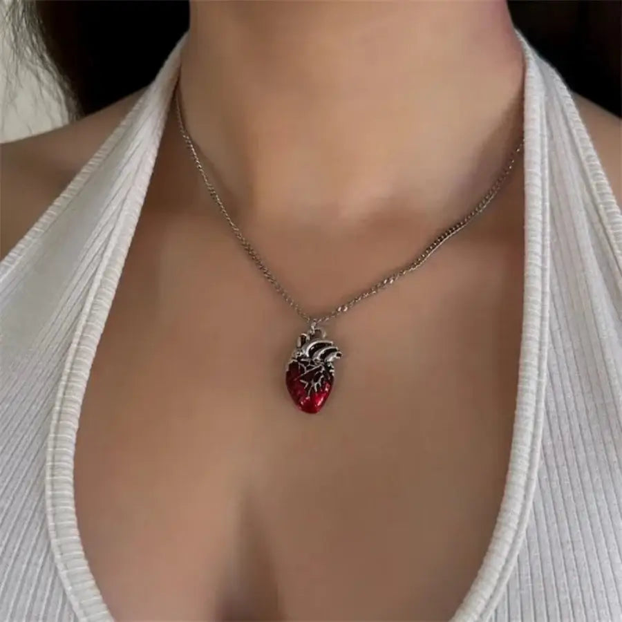 Anatomical Heart Necklace - Red