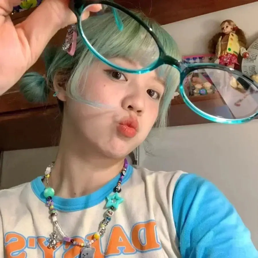 Anime Style Glasses Blue