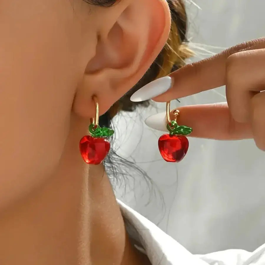 Apple Earrings - Red