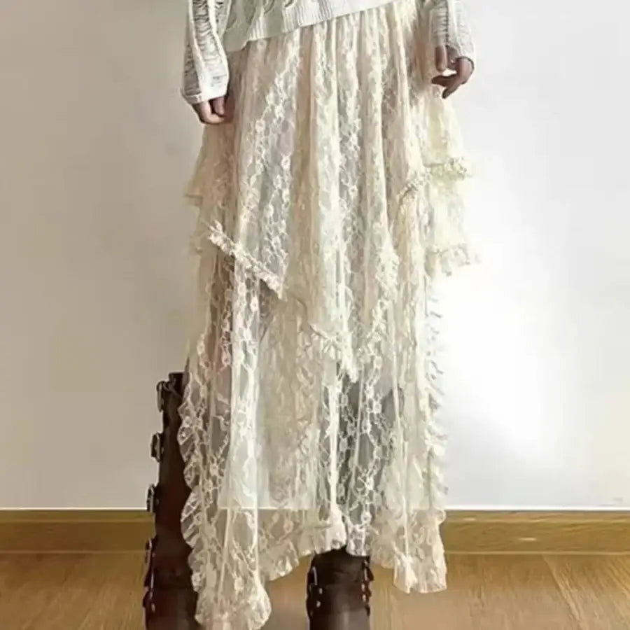 Asymmetrical Lace Skirt One Size