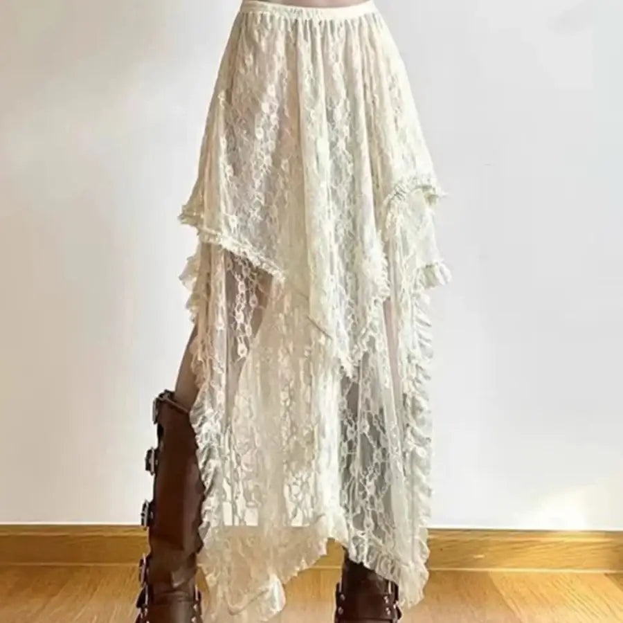 Asymmetrical Lace Skirt One Size