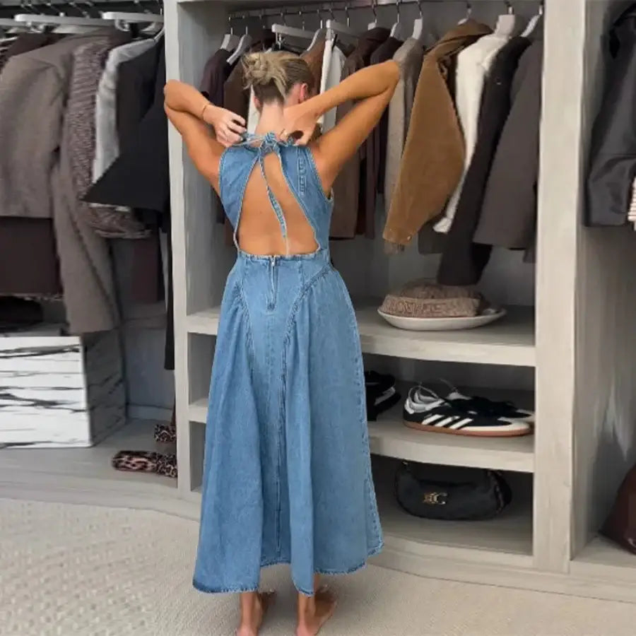 Backless Denim Dress