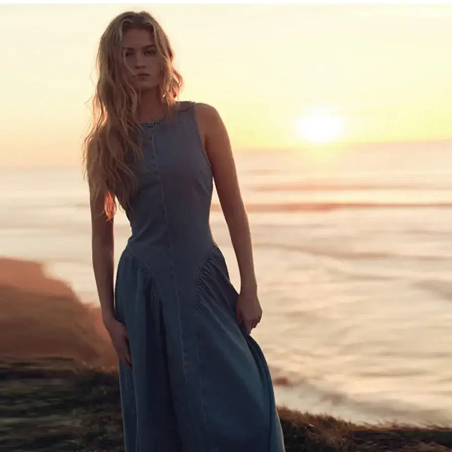 Backless Denim Dress - S