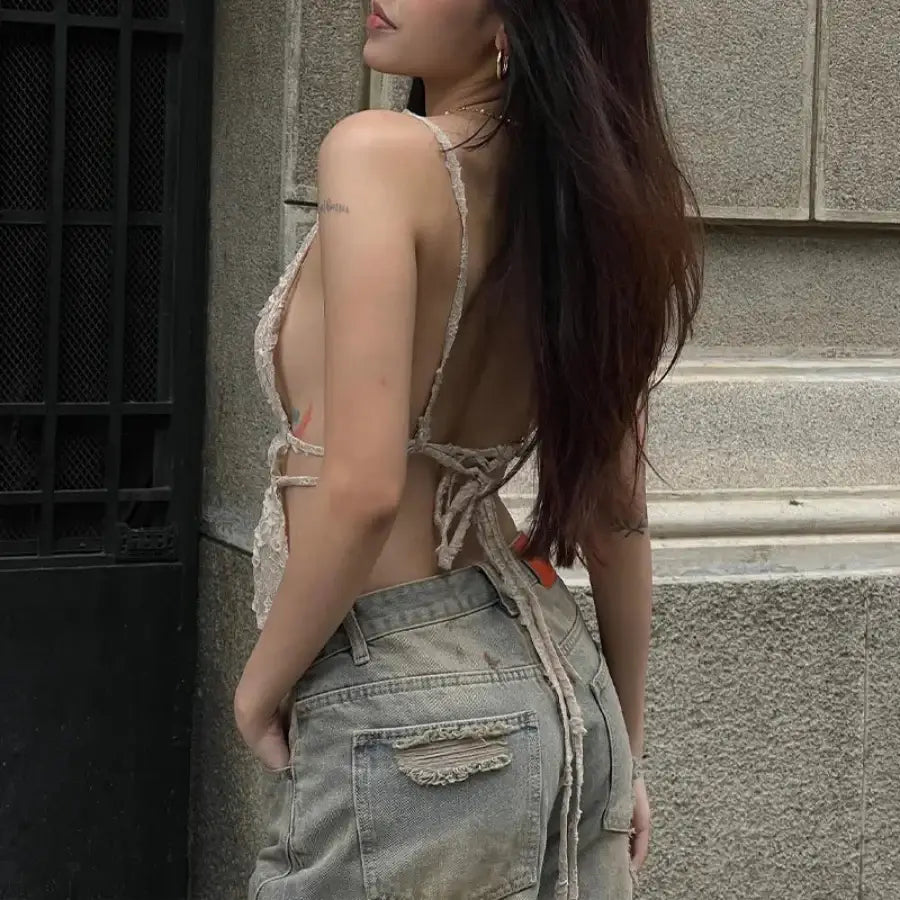 Backless Lace Top