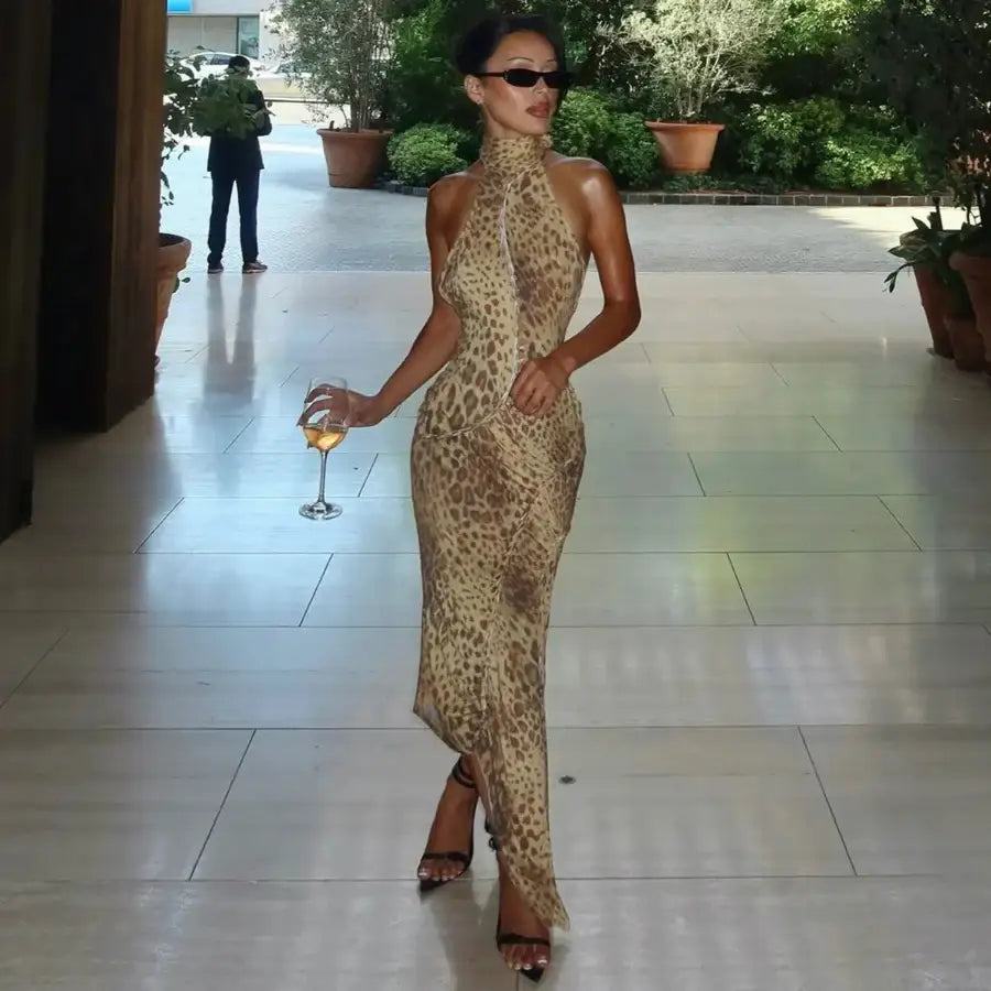 Backless Leopard Dress