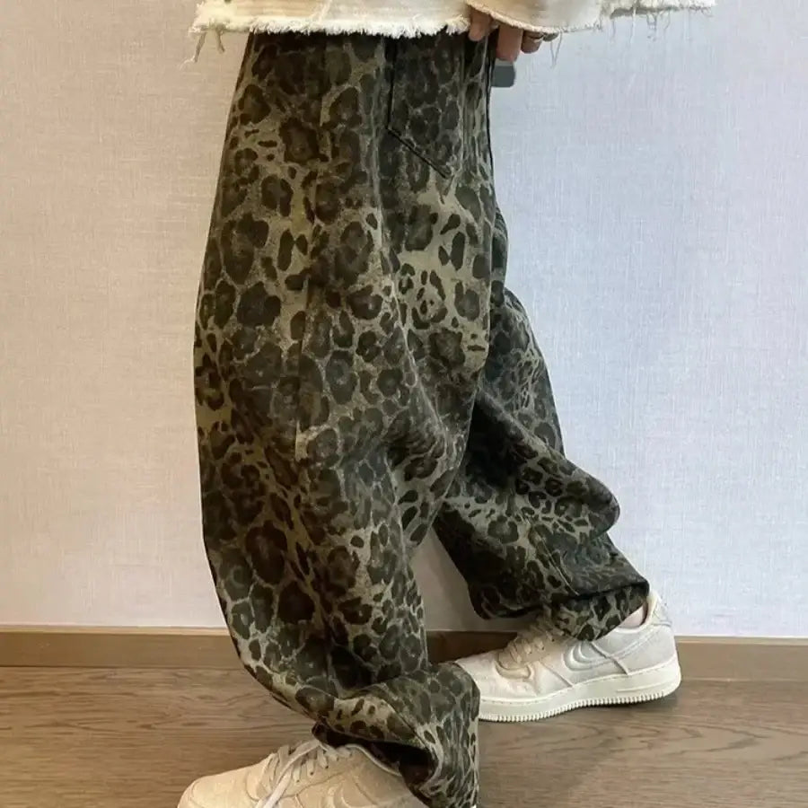 Baggy Leopard Jeans - Leopard / S