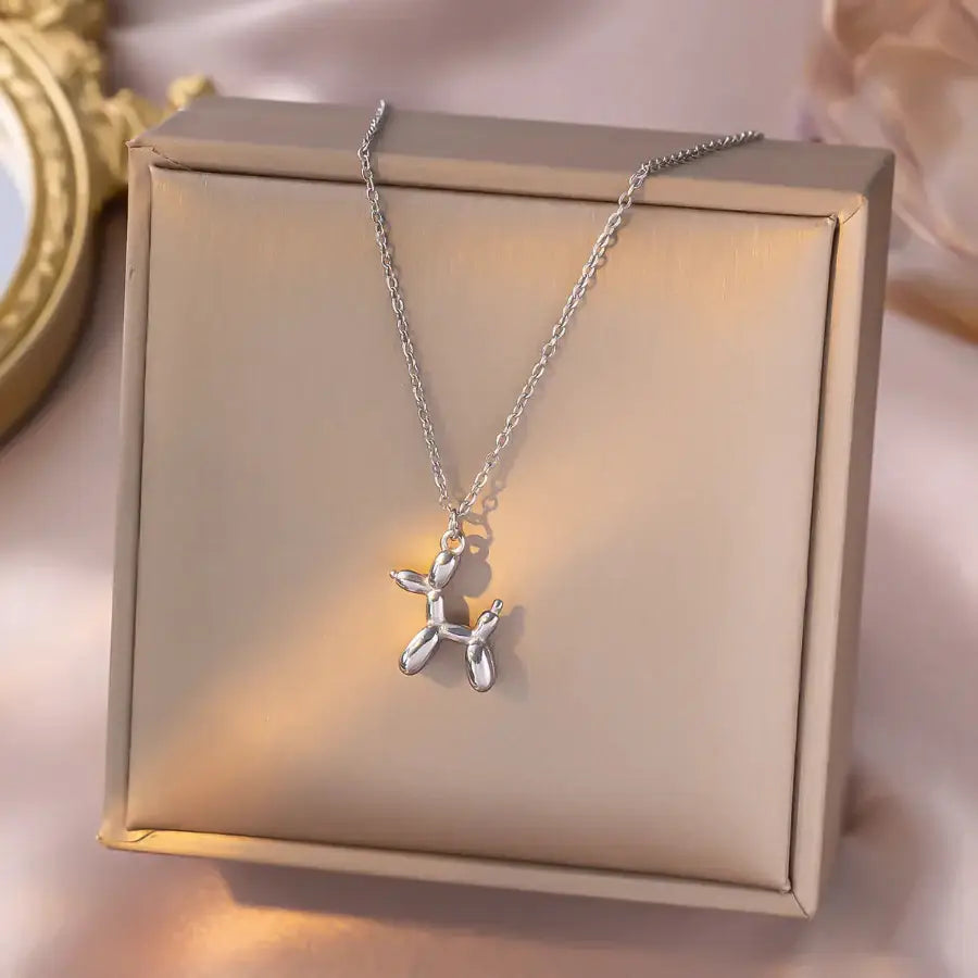 Balloon Dog Necklace - Silver