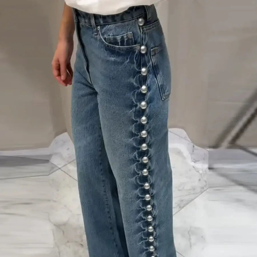 Beaded Jeans - Blue / XS