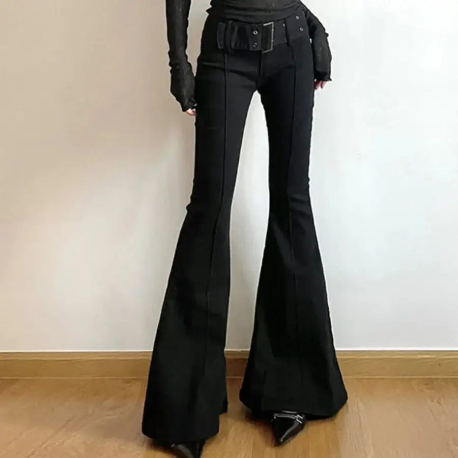 Belted Flare Pants - S