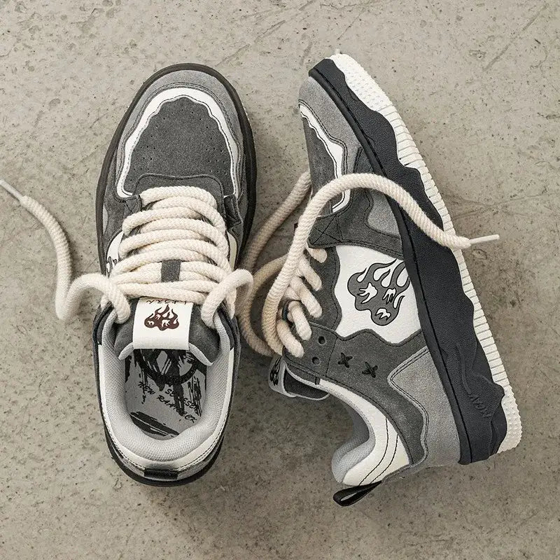 Black And White Flame Shoes