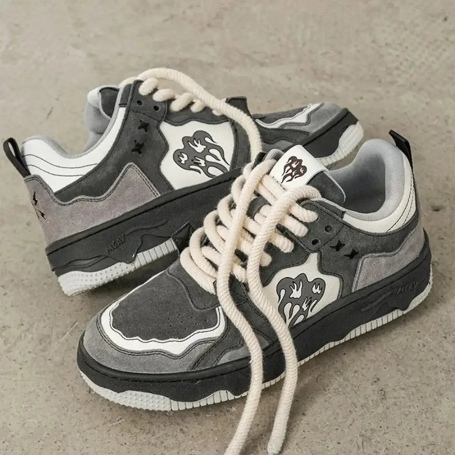 Black And White Flame Shoes